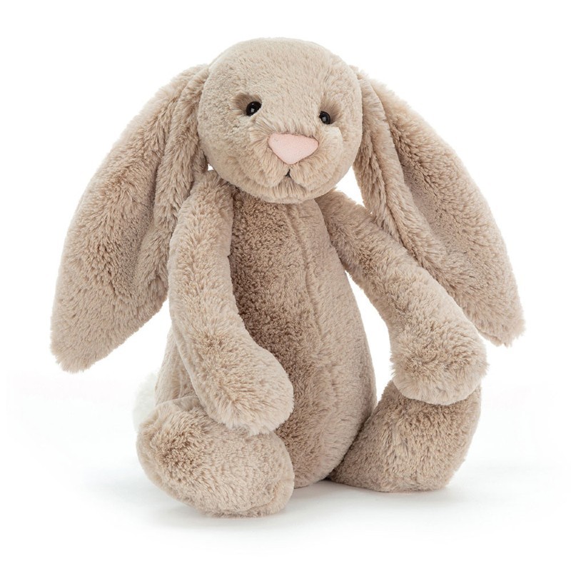 Peluche lapin beige pompom...